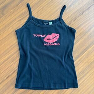 Y2K Vintage David and Goliath Totally Kissable Tank Top Cami Bimbocore Glam XL